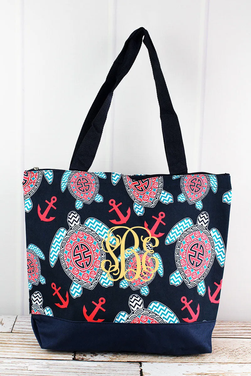 Preppy Under The Sea with Navy Trim Tote Bag