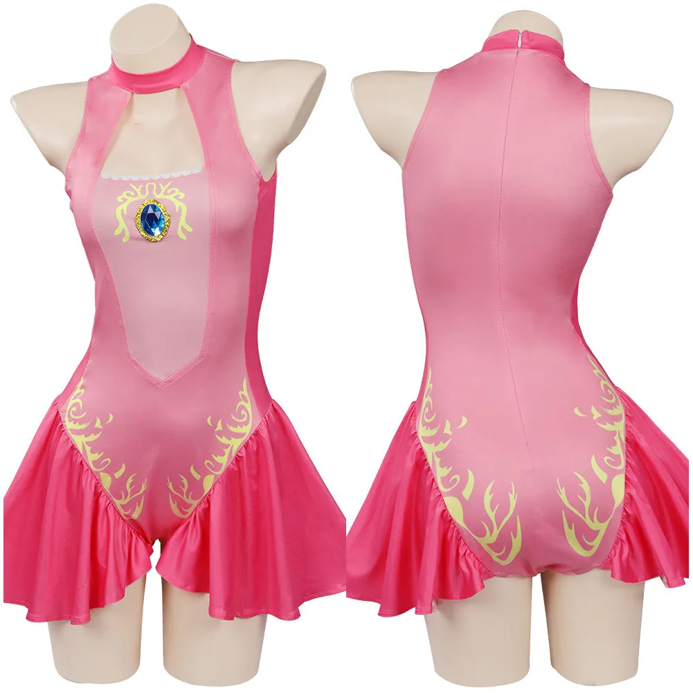 Princess Peach  Swimsuit Cosplay CostumeJumpsuit Swimwear Outfits Halloween Carnival Suit