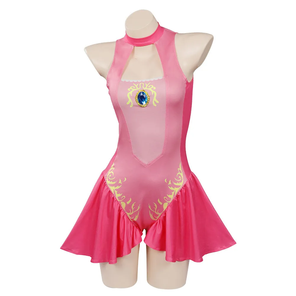 Princess Peach  Swimsuit Cosplay CostumeJumpsuit Swimwear Outfits Halloween Carnival Suit