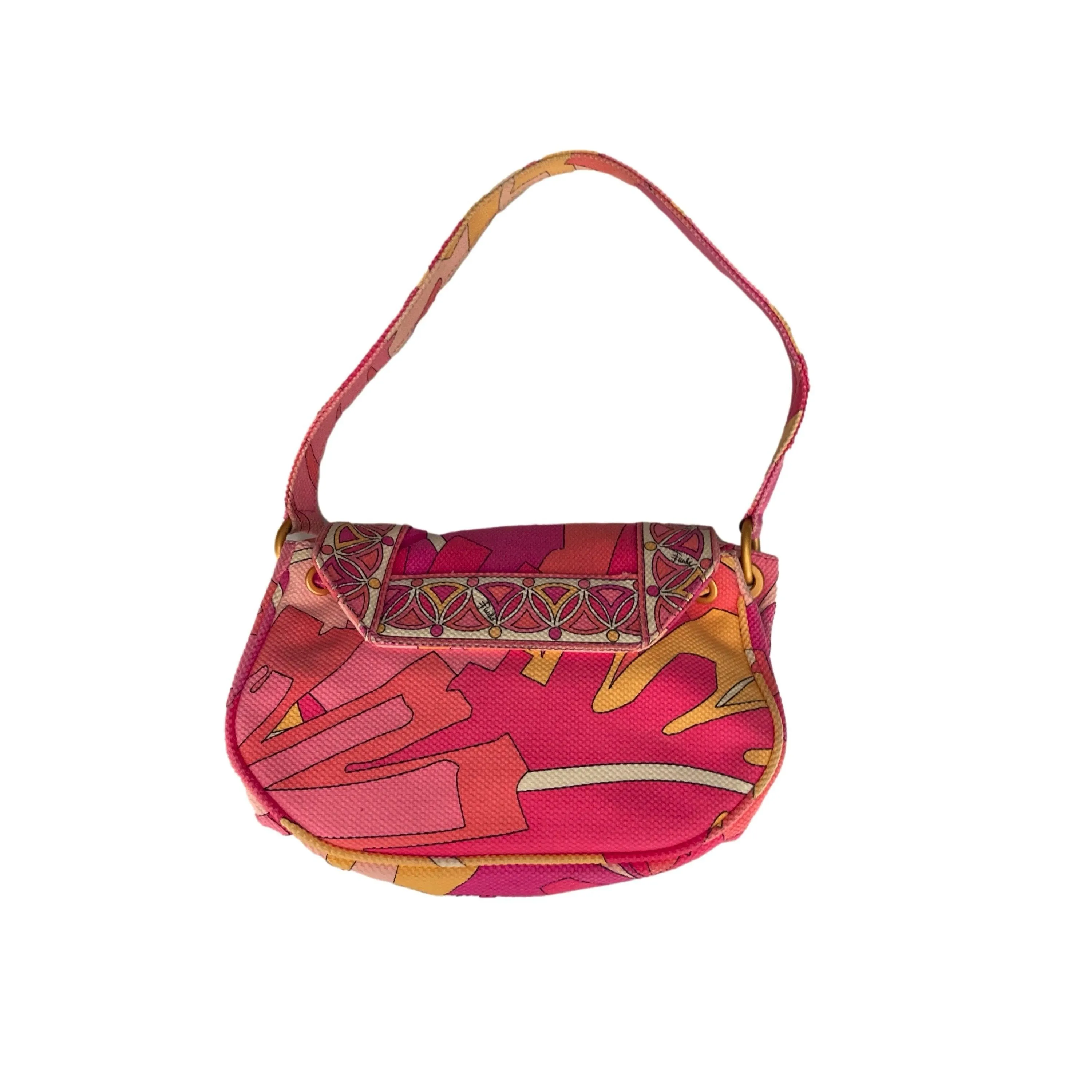Pucci Pink Print Canvas Shoulder Bag