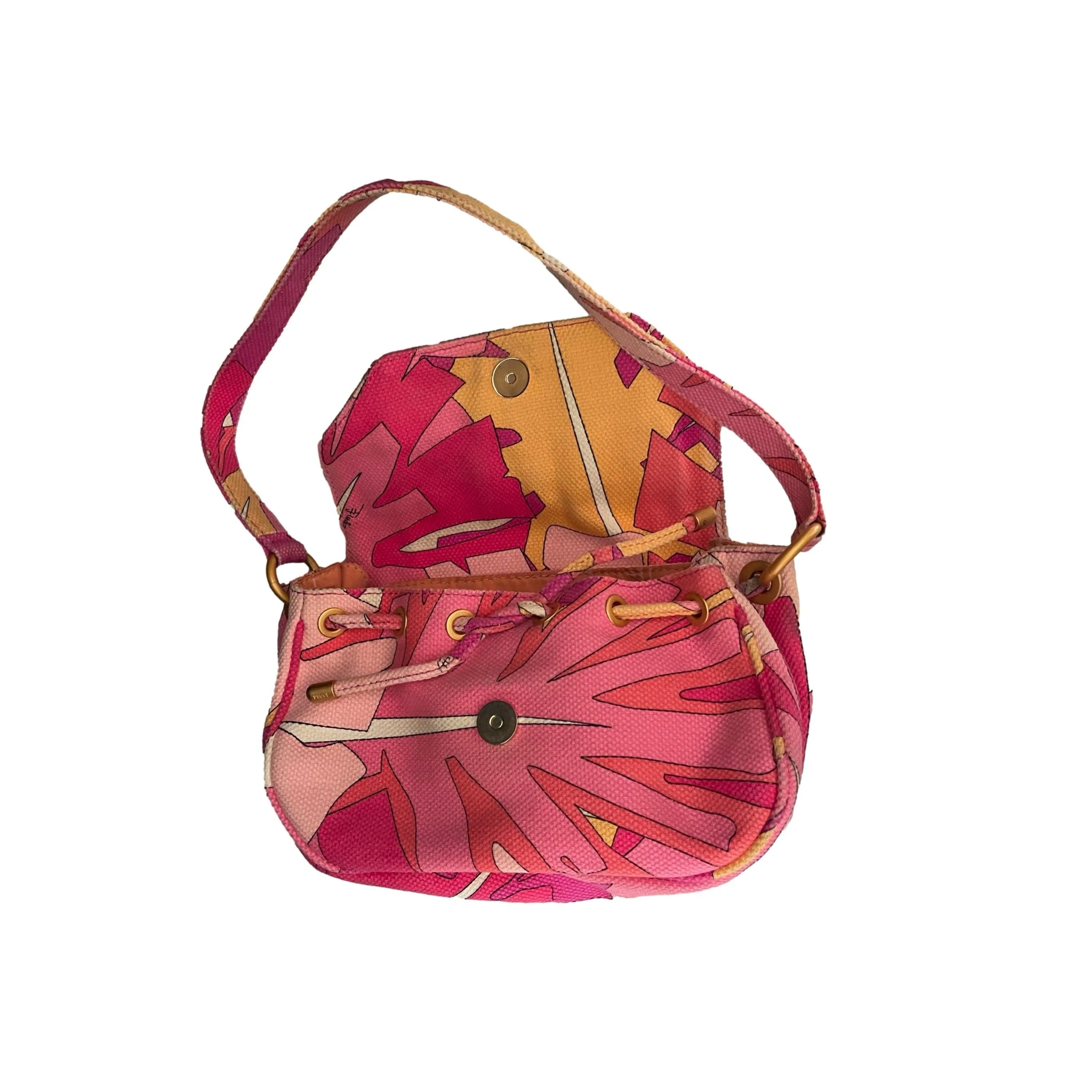 Pucci Pink Print Canvas Shoulder Bag
