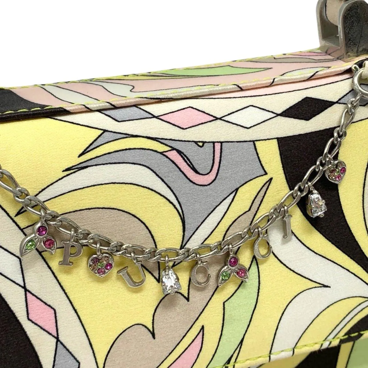 Pucci Yellow Print Charm Mini Top Handle Bag