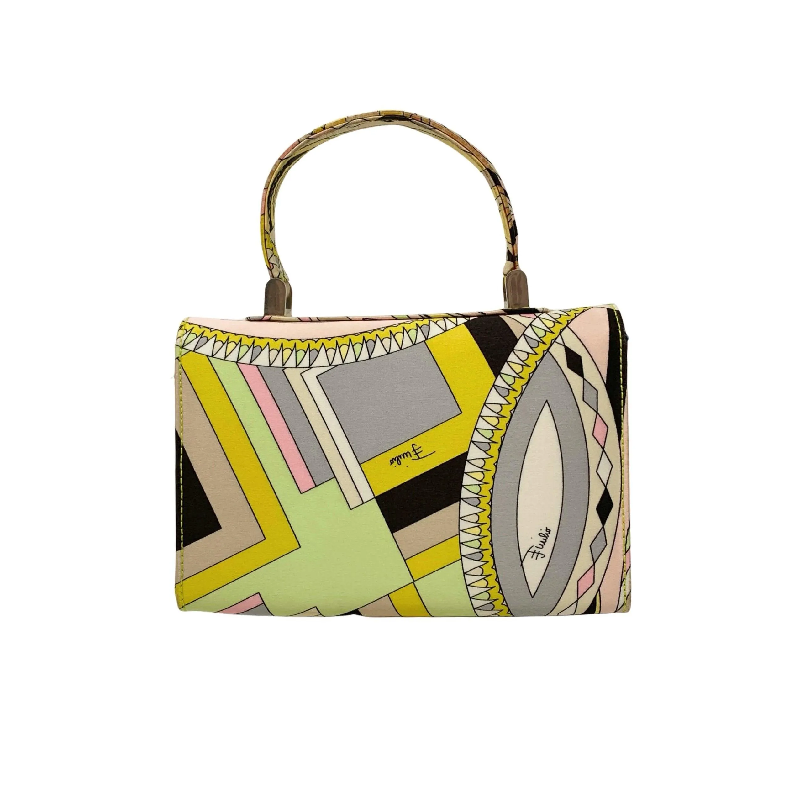 Pucci Yellow Print Charm Mini Top Handle Bag