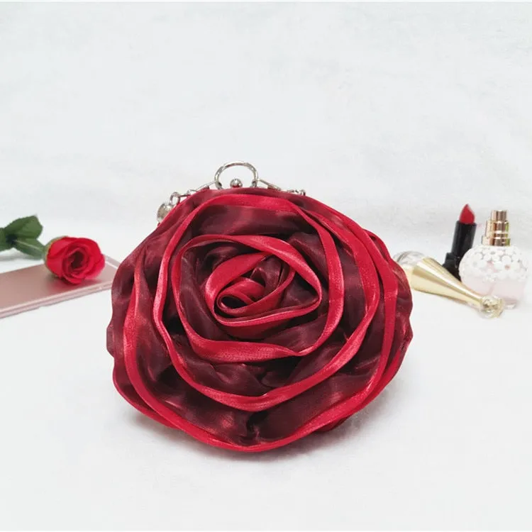Purple Pink Red Ivory Gold Flower Rose Evening Bag
