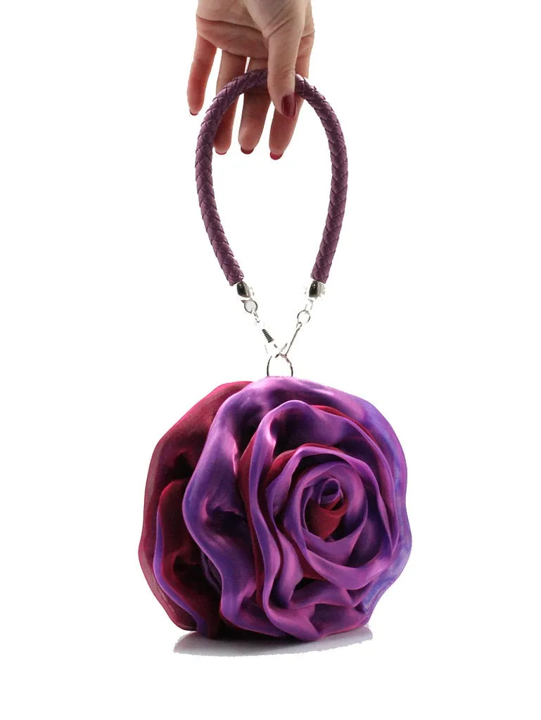 Purple Pink Red Ivory Gold Flower Rose Evening Bag