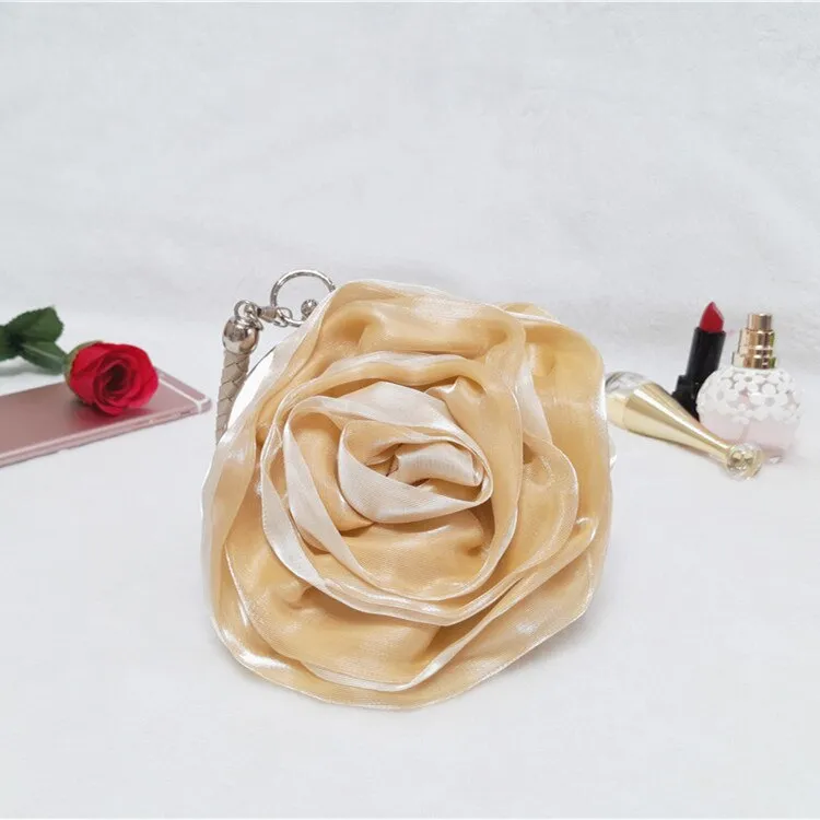 Purple Pink Red Ivory Gold Flower Rose Evening Bag