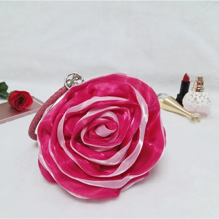 Purple Pink Red Ivory Gold Flower Rose Evening Bag
