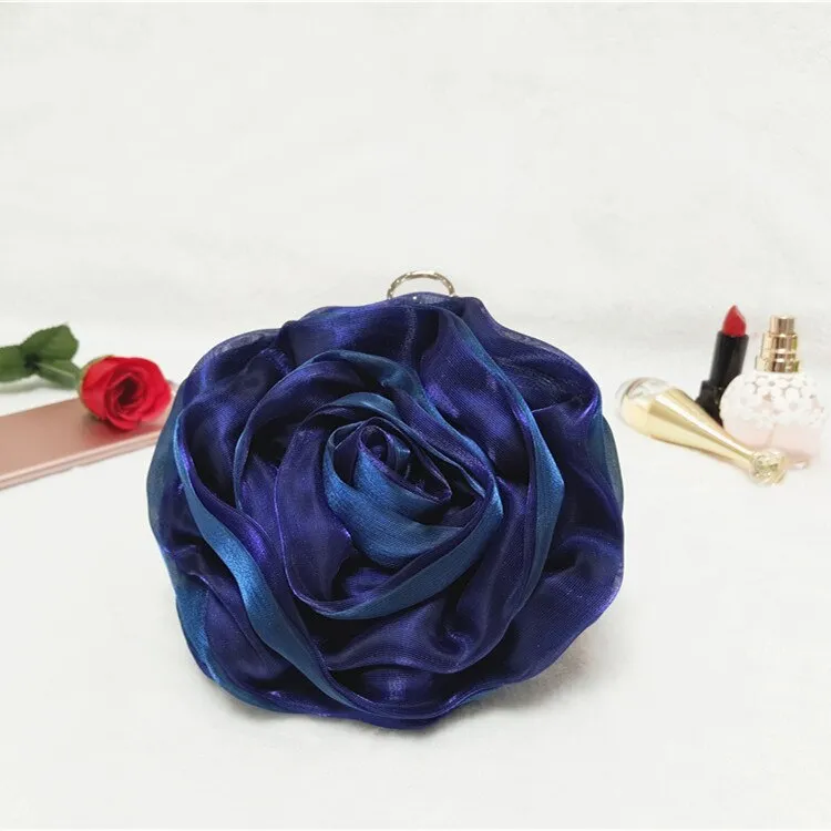 Purple Pink Red Ivory Gold Flower Rose Evening Bag