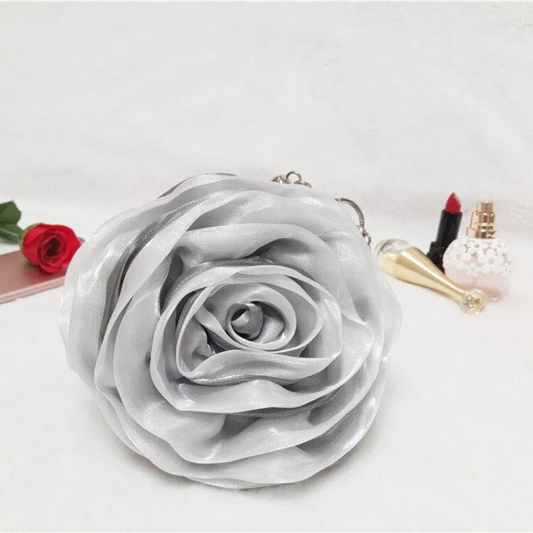 Purple Pink Red Ivory Gold Flower Rose Evening Bag