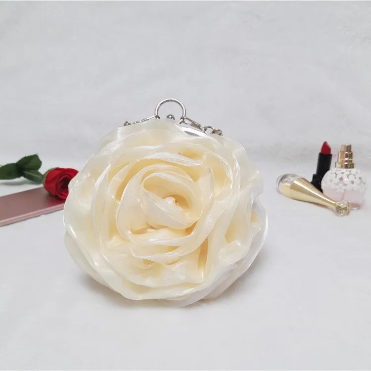 Purple Pink Red Ivory Gold Flower Rose Evening Bag