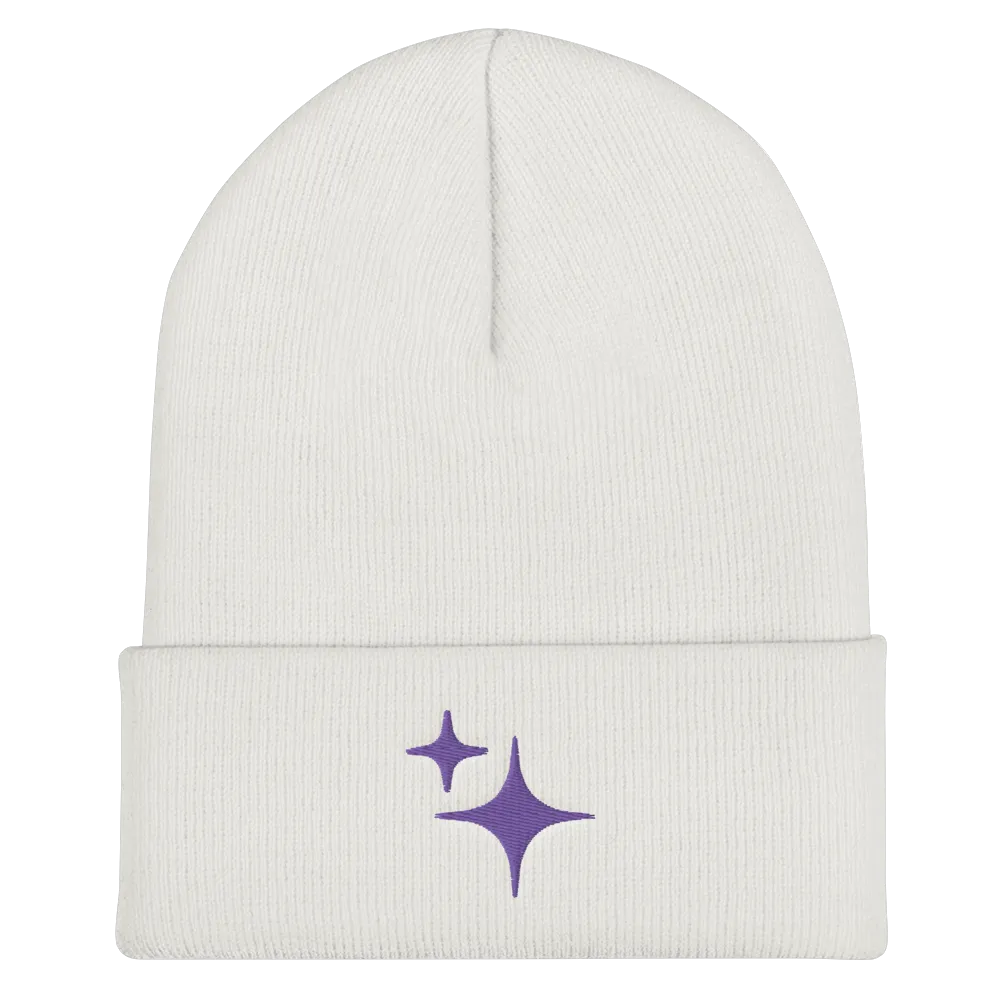 Purple Sparkle Embroidered Beanie