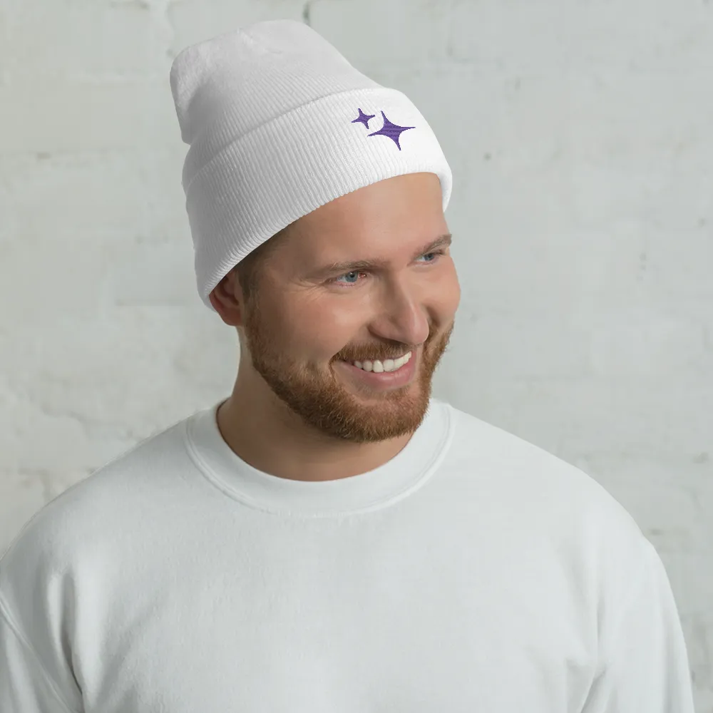 Purple Sparkle Embroidered Beanie