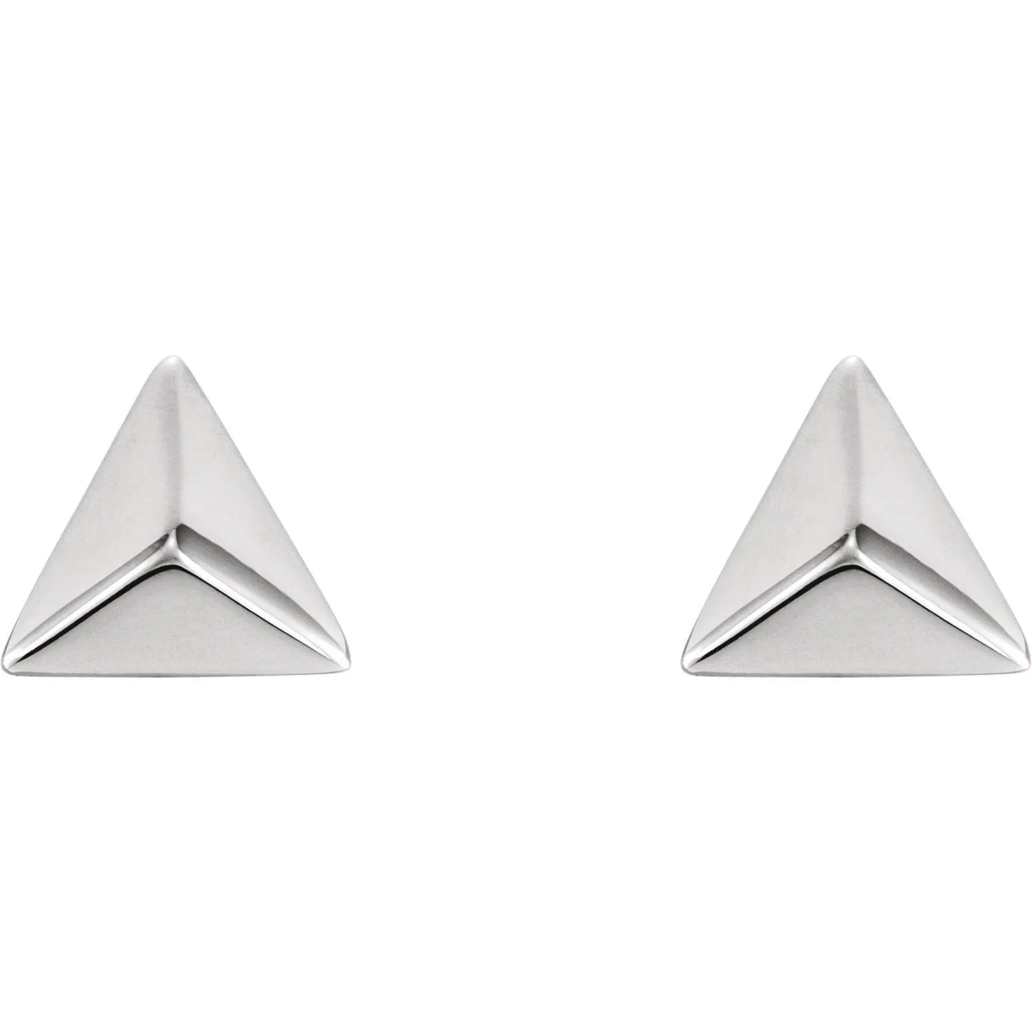 Pyramid Geometric Earrings with Backs - 14K Gold (Y, W or R), Platinum, or Sterling Silver