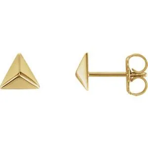Pyramid Geometric Earrings with Backs - 14K Gold (Y, W or R), Platinum, or Sterling Silver