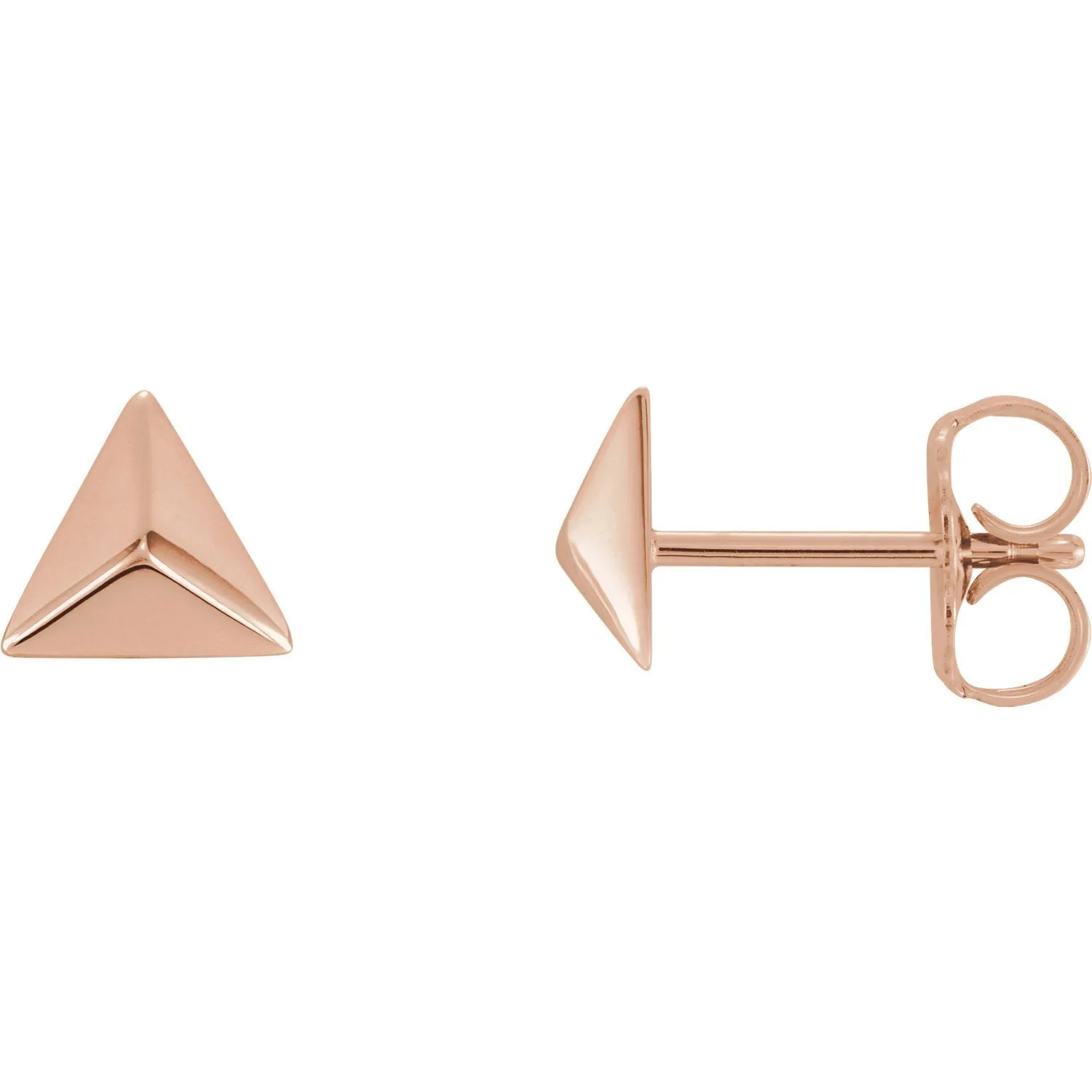 Pyramid Geometric Earrings with Backs - 14K Gold (Y, W or R), Platinum, or Sterling Silver