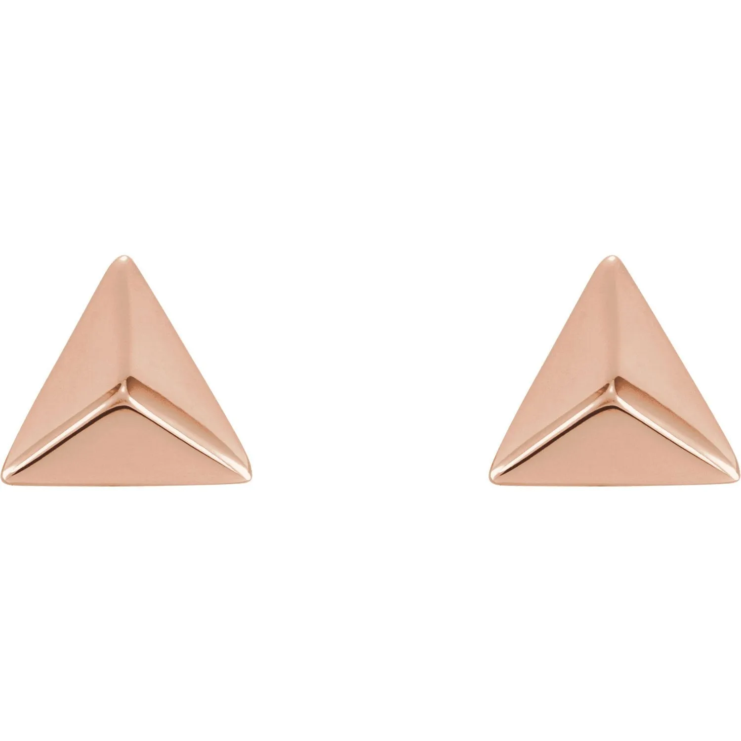 Pyramid Geometric Earrings with Backs - 14K Gold (Y, W or R), Platinum, or Sterling Silver