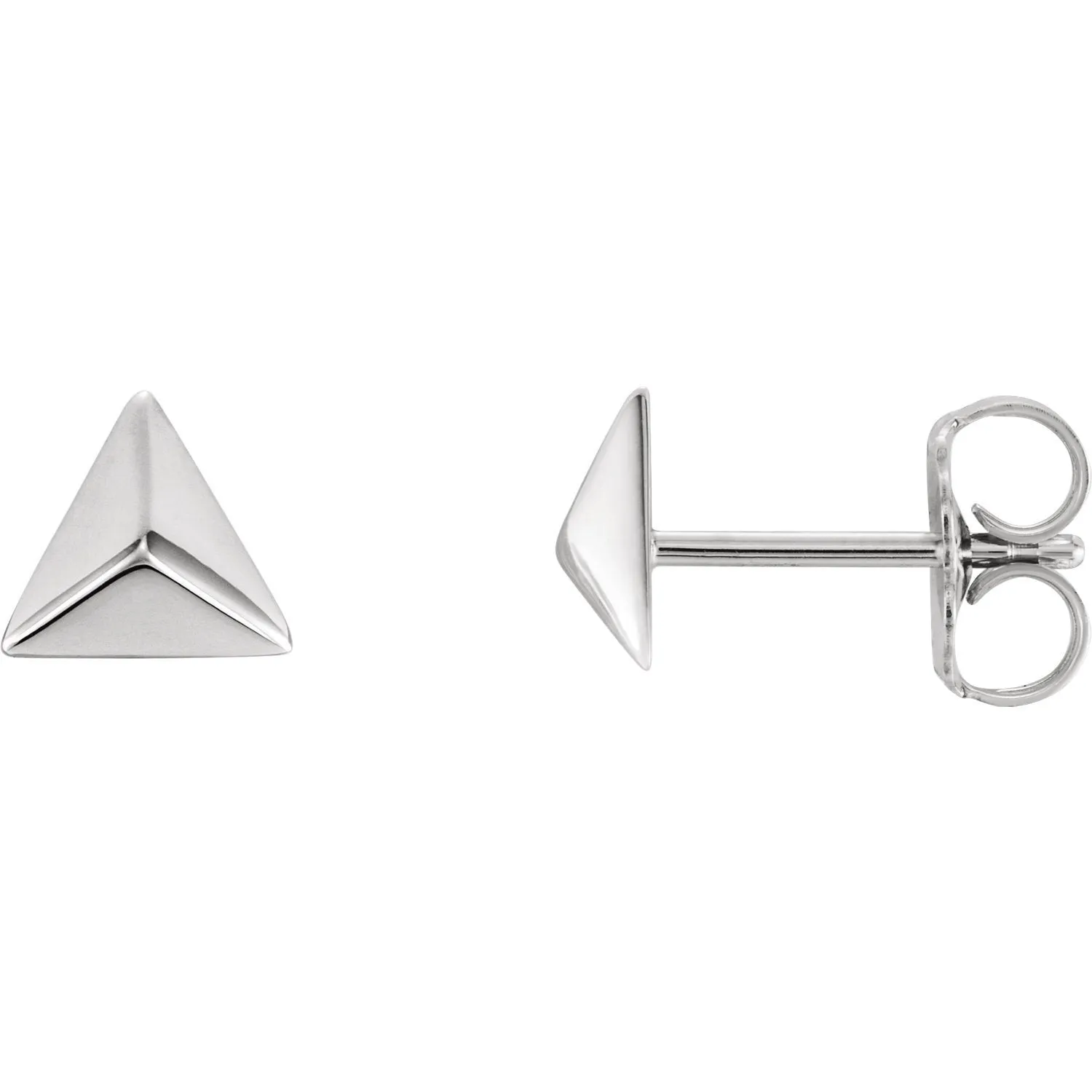 Pyramid Geometric Earrings with Backs - 14K Gold (Y, W or R), Platinum, or Sterling Silver