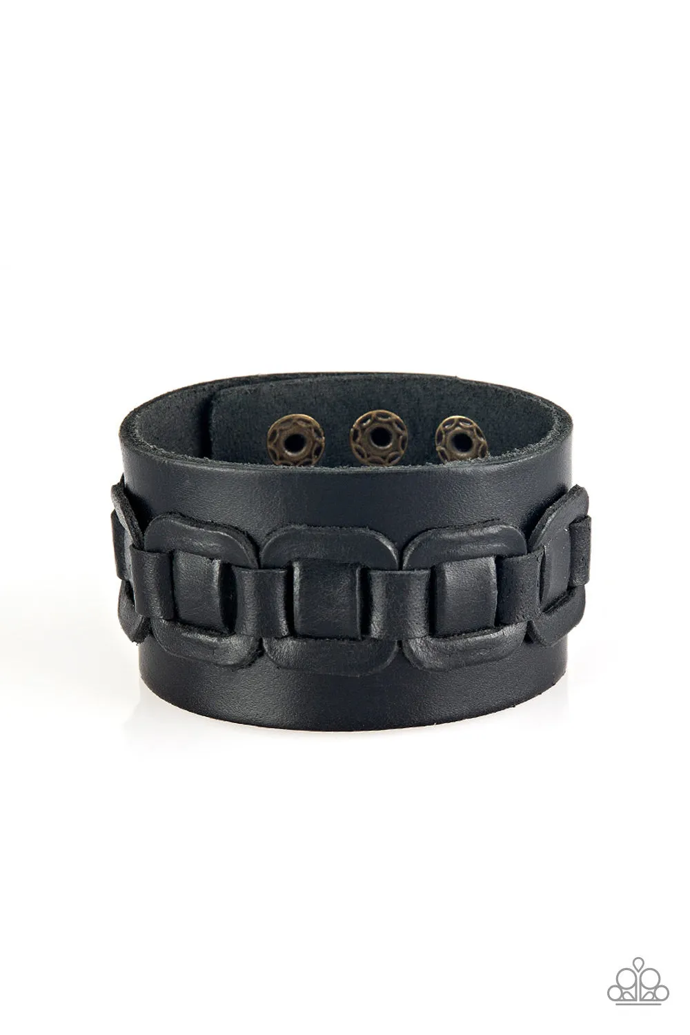 "Don't Tread On Me" Men's Brown Leather Tread Like Snap Bracelet