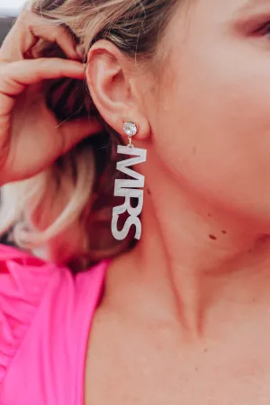 "MRS" Shimmer Bridal Earrings by Taylor Shaye - Silver