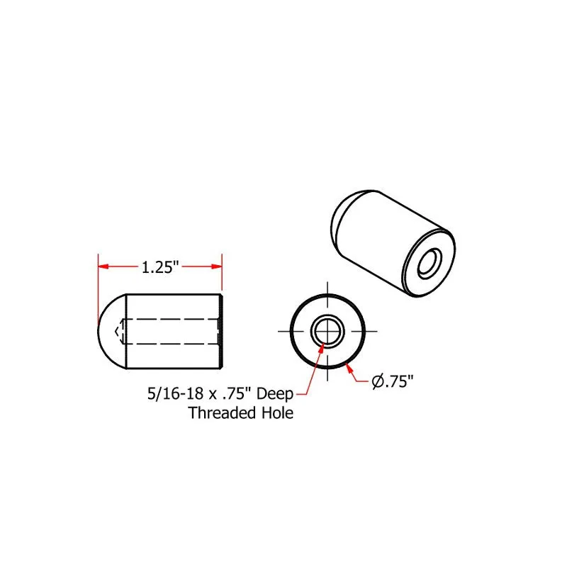 Radius Style Threaded 5/16-18 Short Length Steel Bungs by TC Bros