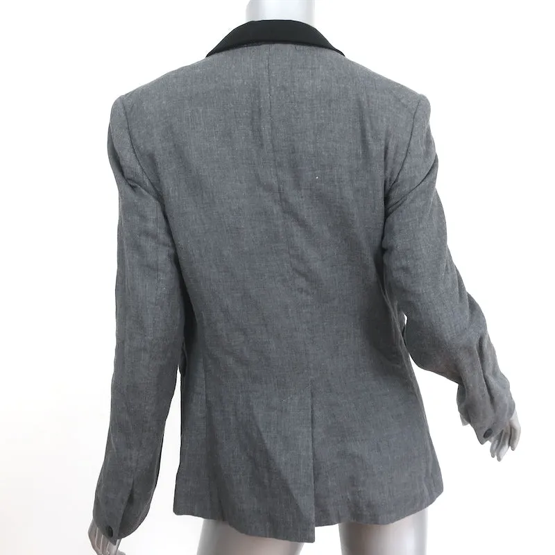Rag & Bone Contrast-Collar Blazer Gray Cotton Size 10 One-Button Jacket