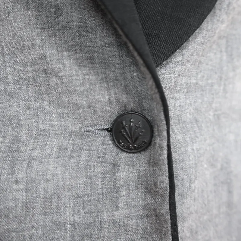 Rag & Bone Contrast-Collar Blazer Gray Cotton Size 10 One-Button Jacket