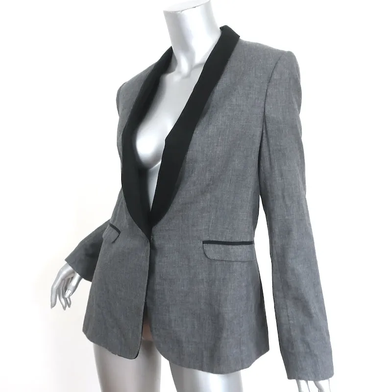 Rag & Bone Contrast-Collar Blazer Gray Cotton Size 10 One-Button Jacket