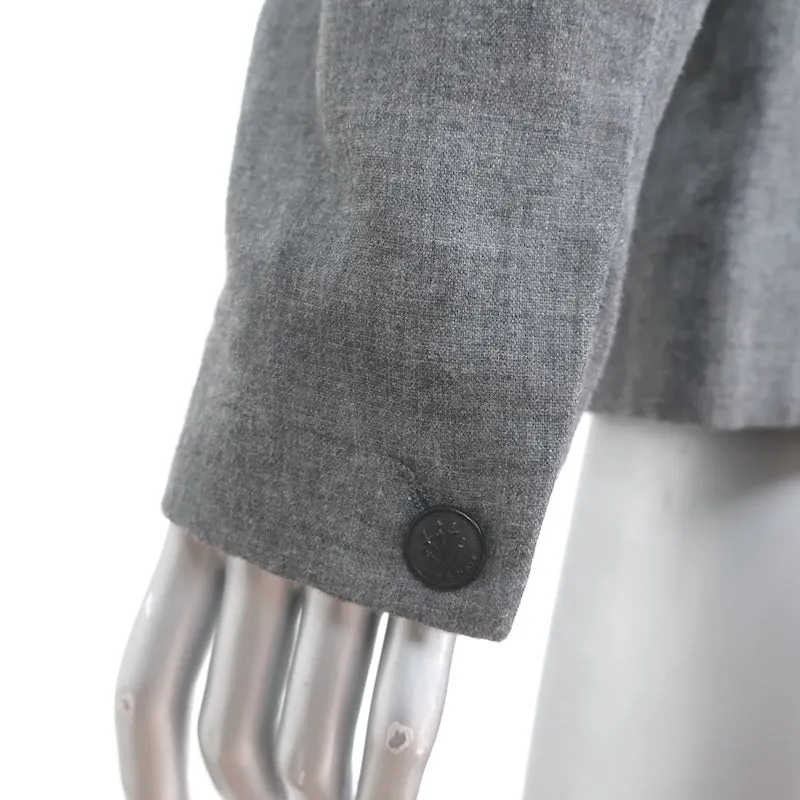 Rag & Bone Contrast-Collar Blazer Gray Cotton Size 10 One-Button Jacket