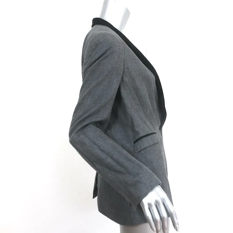 Rag & Bone Contrast-Collar Blazer Gray Cotton Size 10 One-Button Jacket