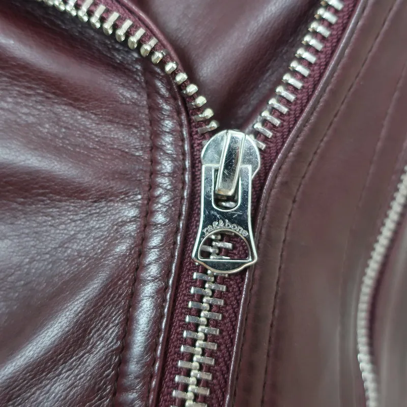 Rag & Bone Mack Leather Moto Jacket Bordeaux Size Small