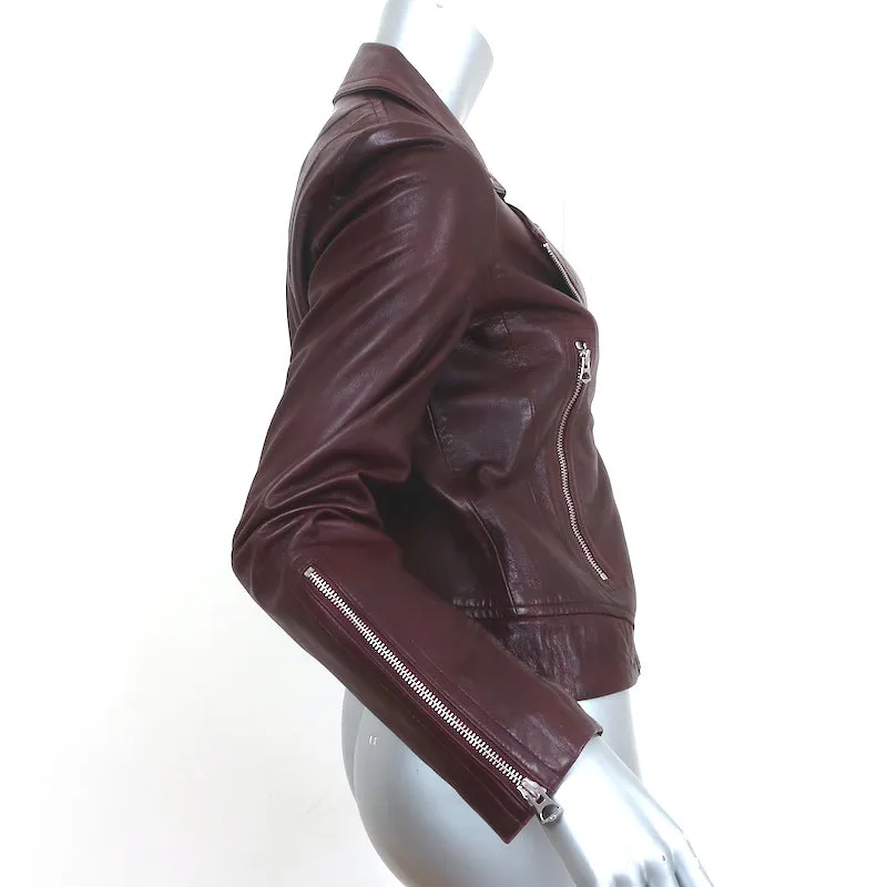 Rag & Bone Mack Leather Moto Jacket Bordeaux Size Small