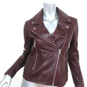 Rag & Bone Mack Leather Moto Jacket Bordeaux Size Small