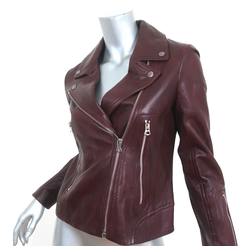 Rag & Bone Mack Leather Moto Jacket Bordeaux Size Small