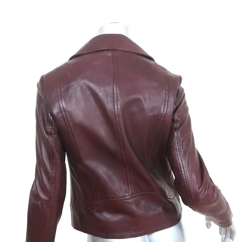 Rag & Bone Mack Leather Moto Jacket Bordeaux Size Small