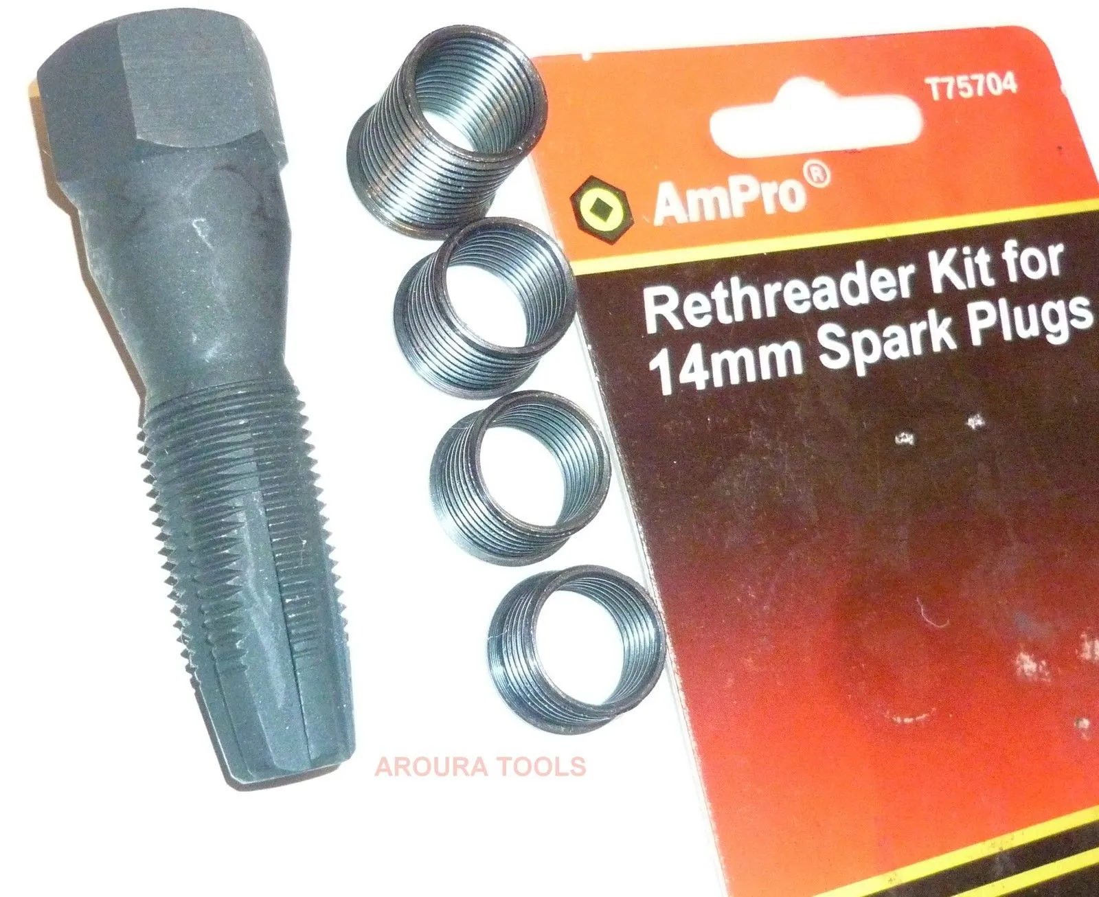 RE-THREADING KIT FOR 14 MM SPARK PLUGS-STEEL THREAD INSERTS & TAP REAMER- NEW.