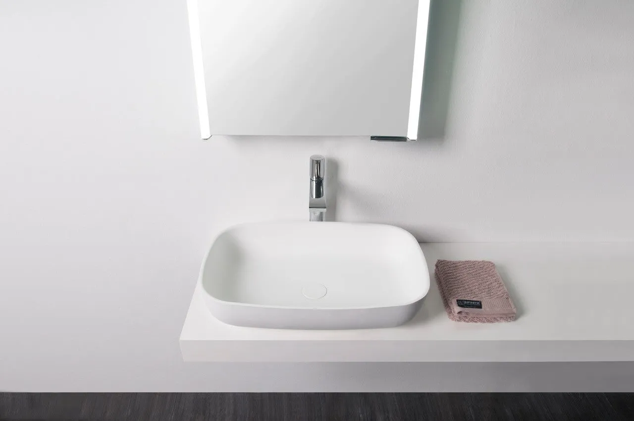 Rectangle wite stone basin - TB3976 600mm