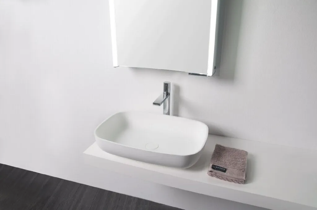 Rectangle wite stone basin - TB3976 600mm