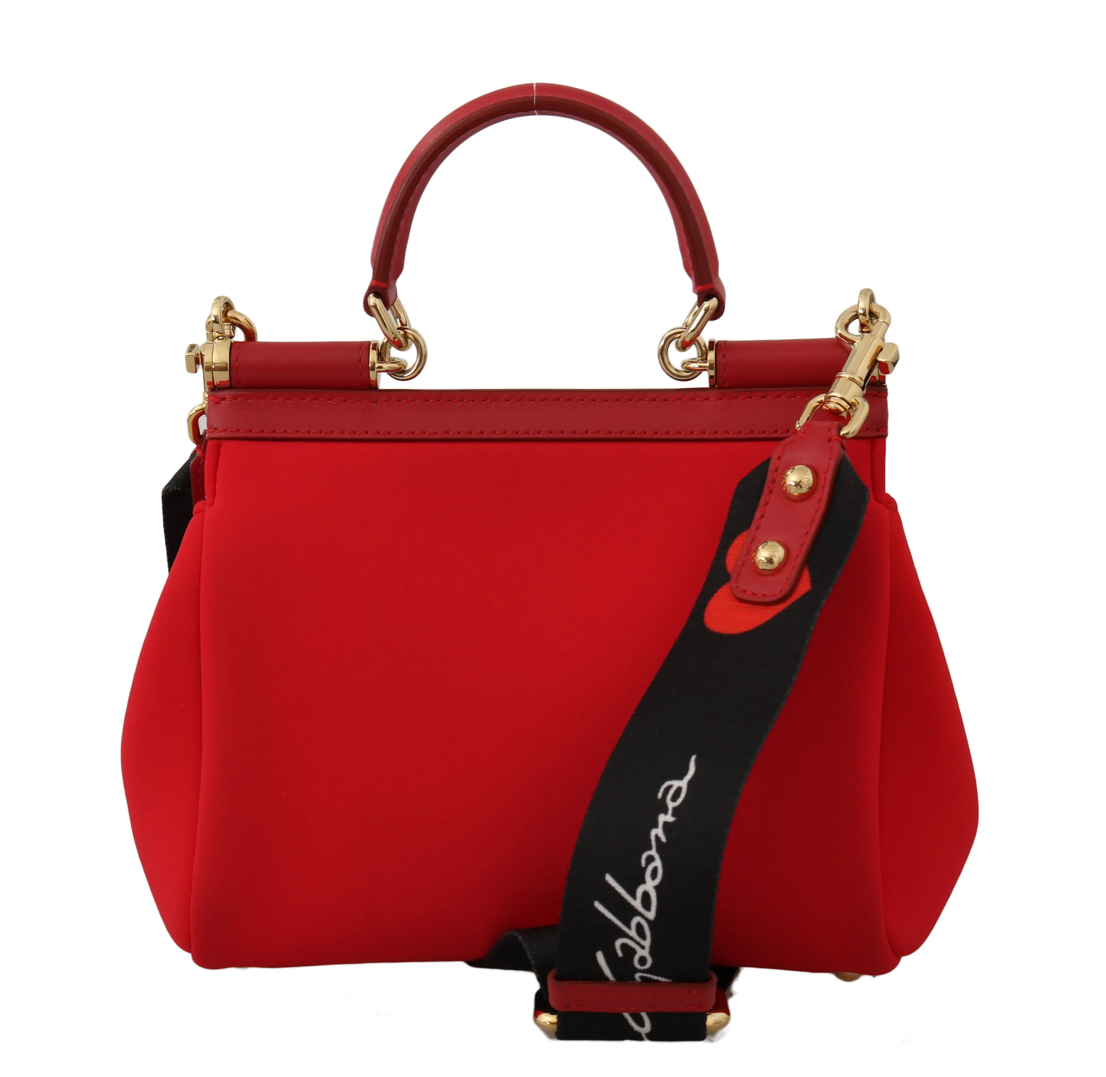 Red MISS SICILY Neoprene Heart Leather Shoulder HandBag