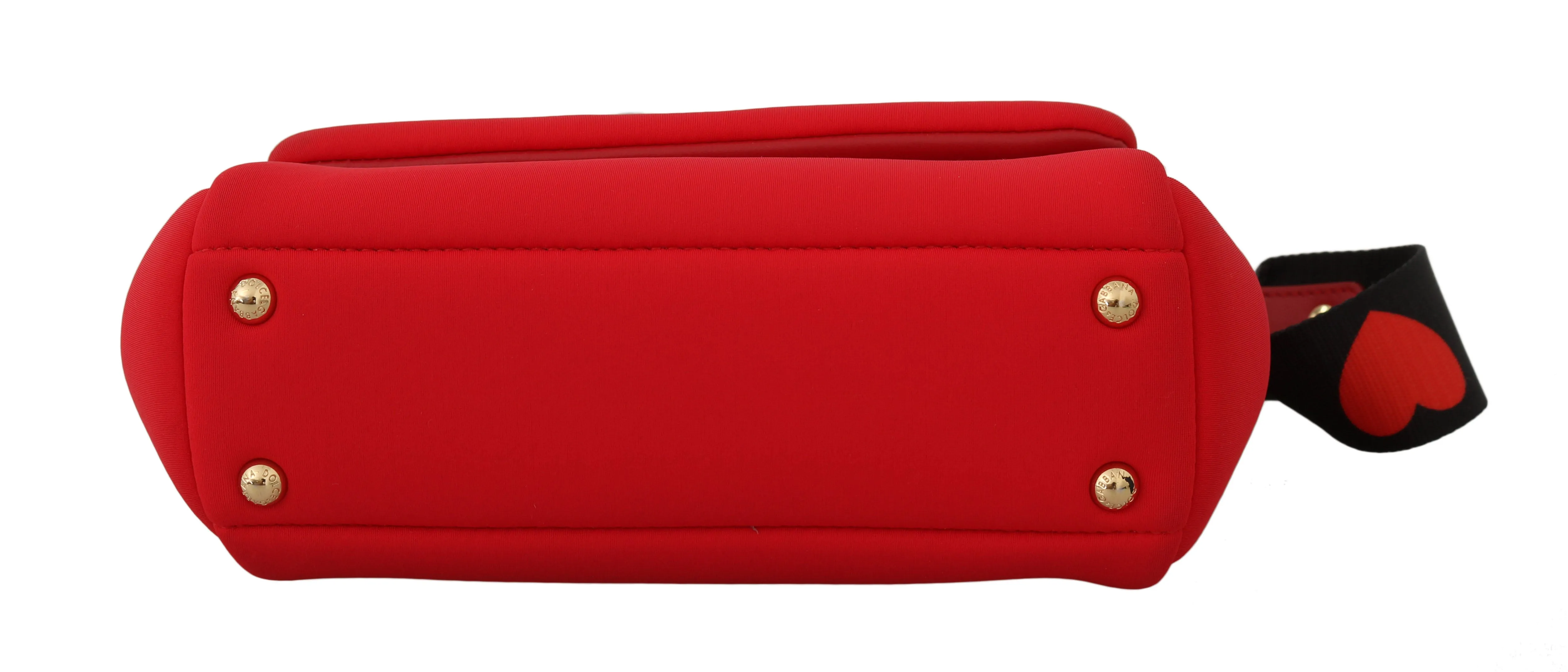 Red MISS SICILY Neoprene Heart Leather Shoulder HandBag