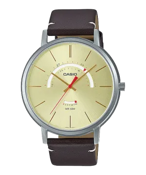 Reloj casual correa de cuero MTP-B105L-9AV