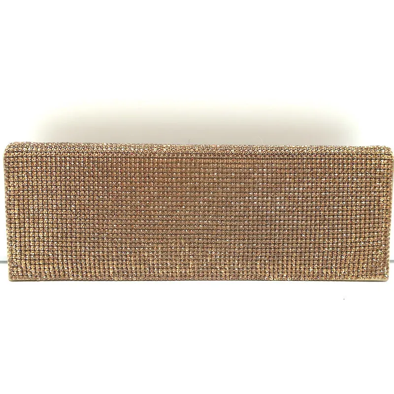 Rene Caovilla Crystal-Embellished Rectangular Clutch Gold Small Shoulder Bag