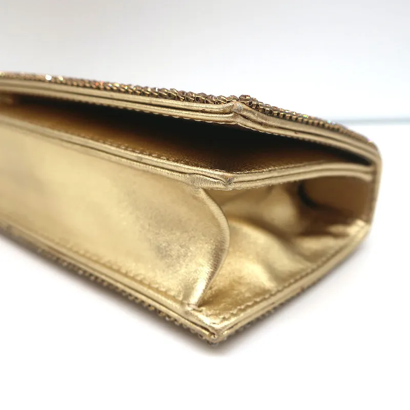 Rene Caovilla Crystal-Embellished Rectangular Clutch Gold Small Shoulder Bag