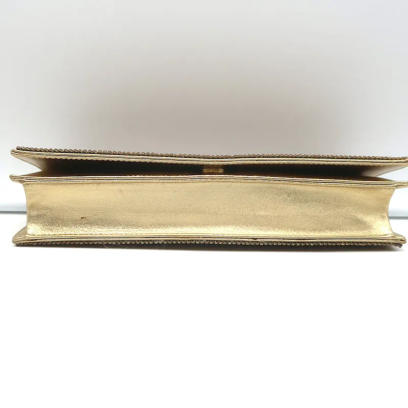 Rene Caovilla Crystal-Embellished Rectangular Clutch Gold Small Shoulder Bag