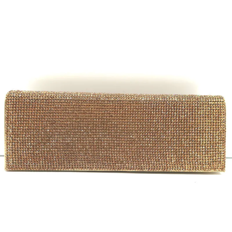 Rene Caovilla Crystal-Embellished Rectangular Clutch Gold Small Shoulder Bag