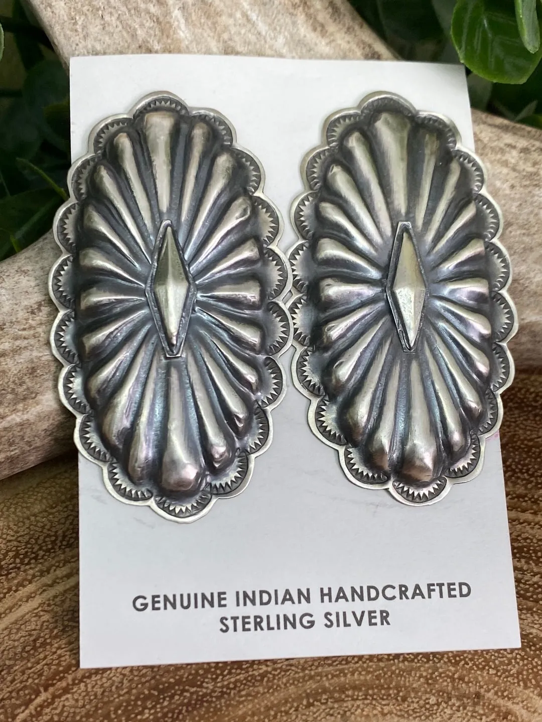 Riley Oval Concho Sterling Earrings