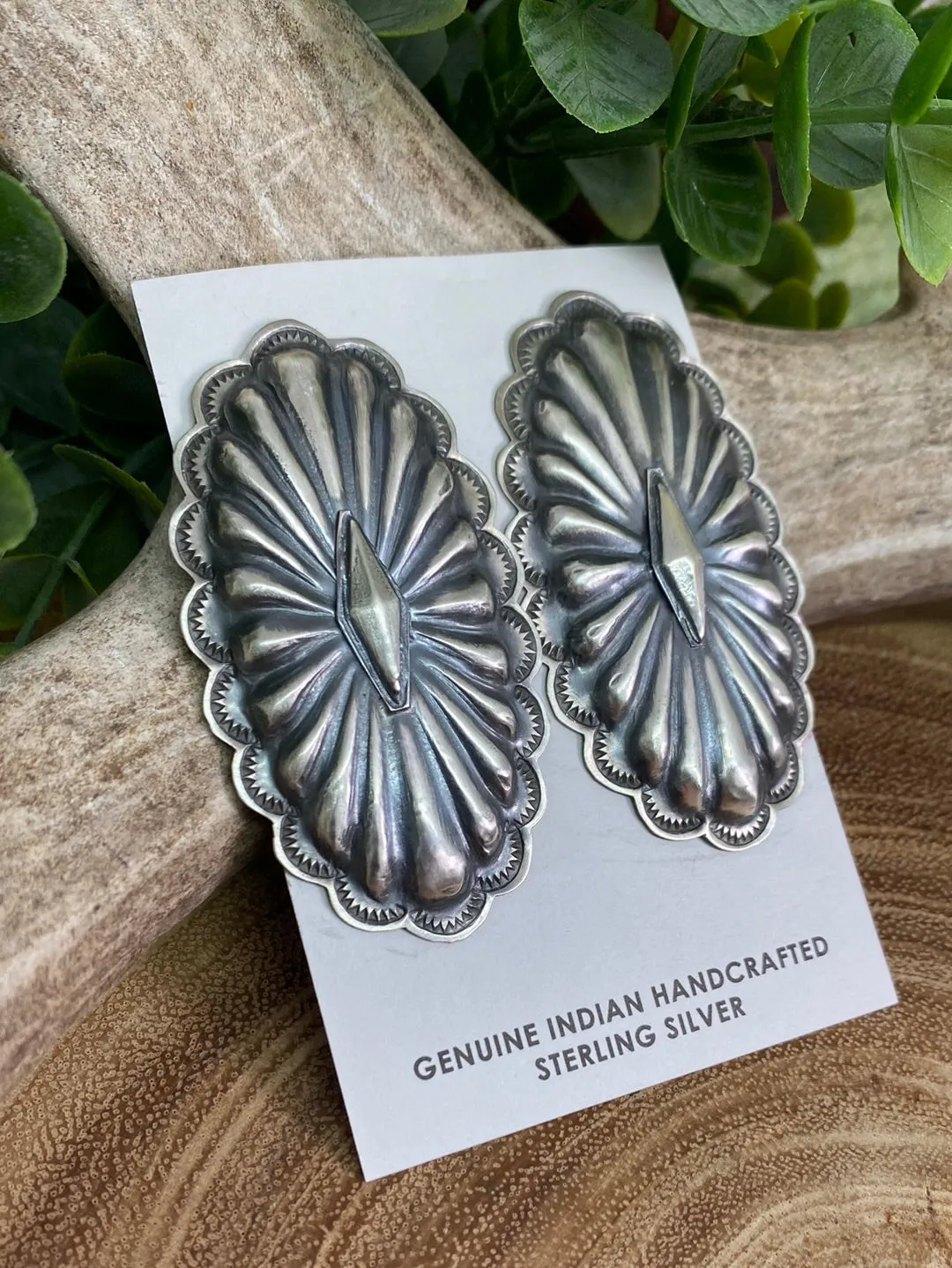 Riley Oval Concho Sterling Earrings