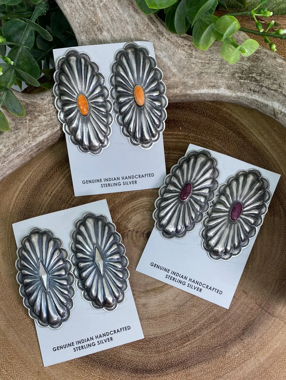 Riley Oval Concho Sterling Earrings