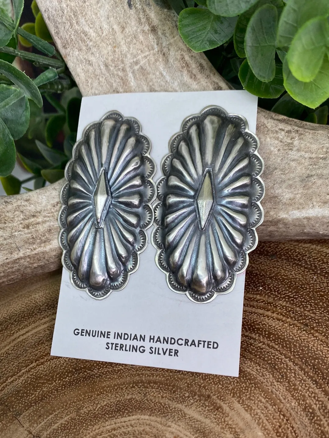 Riley Oval Concho Sterling Earrings