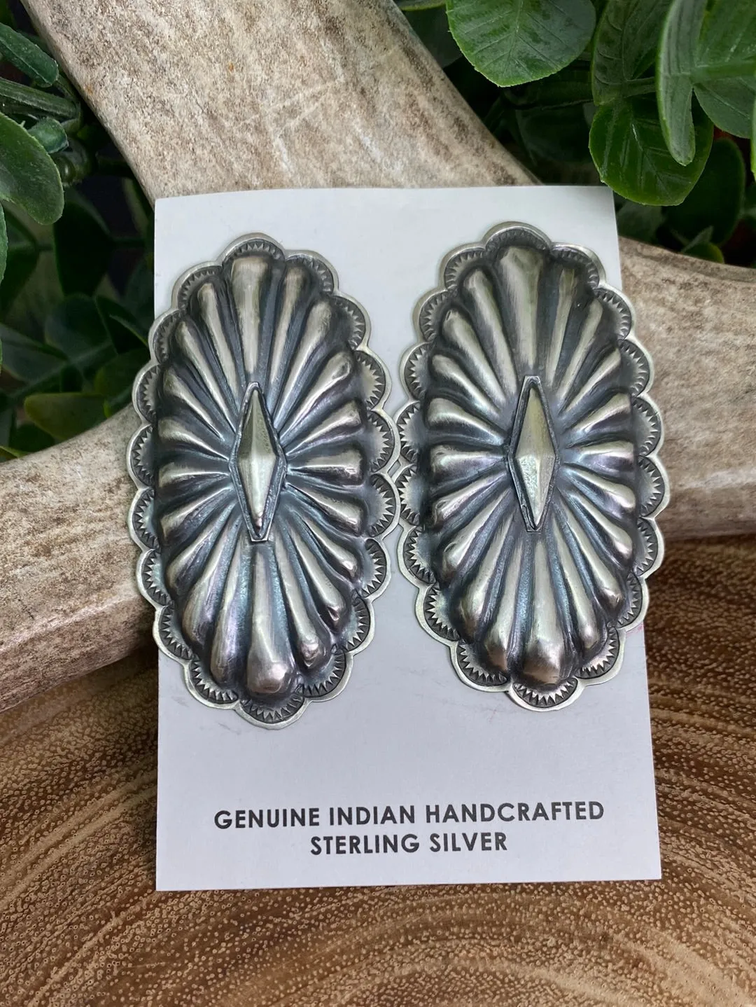 Riley Oval Concho Sterling Earrings
