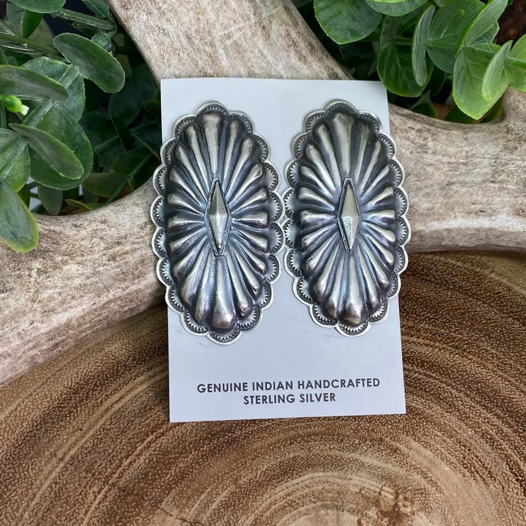 Riley Oval Concho Sterling Earrings